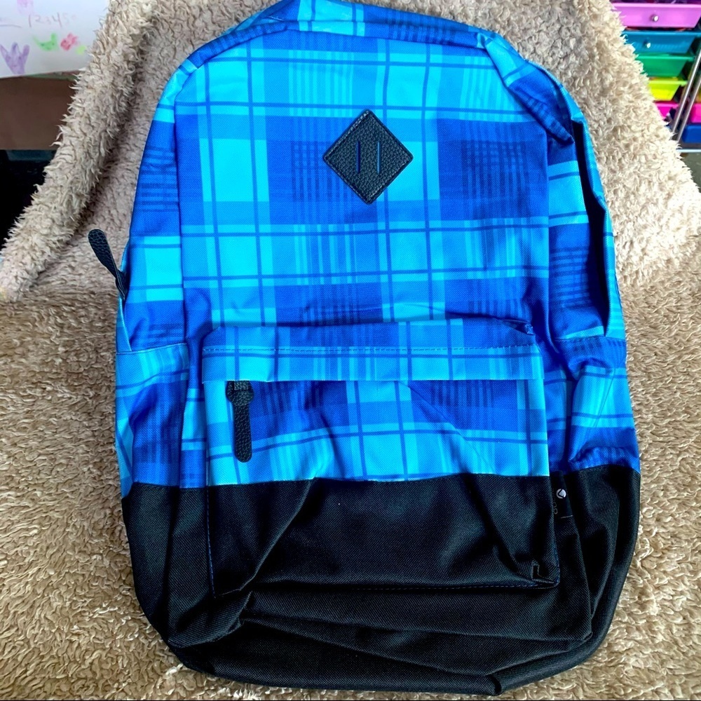 Blue Plaid Backpack